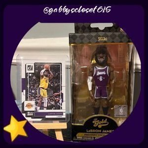 💋 New Funko Gold NBA Premium Vinyl Figure 5”T and Basketball Card LeBron James
